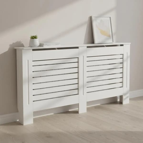 Elementskydd - Radiatorskydd i trä - 152x19x81,5 cm - Vit