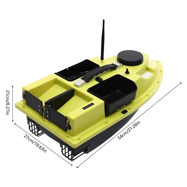 Bait Boat Fiskebåt - RC Foderbåt med GPS - 99 Waypoints - Auto Return - 4 Foderfack - 5200 mAh Batteri - LED-ljus - Grön