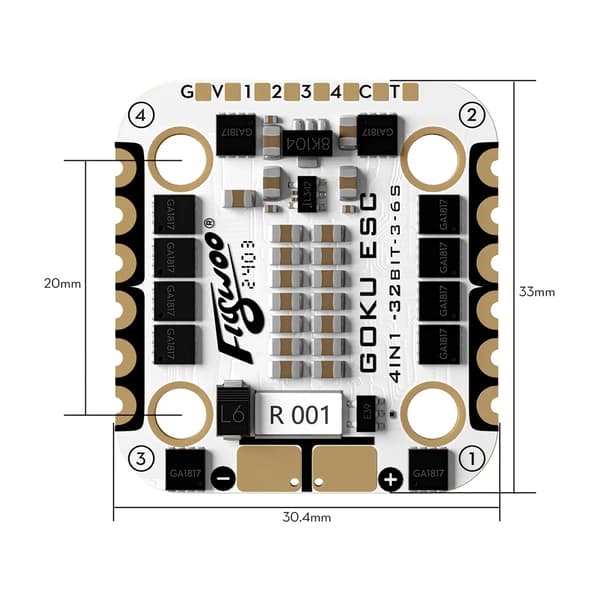 FPV Drone Flight Controller ESC Stack - H743 Pro Mini - 20x20 mm - AM32 45A 32-bit 128K - Til FPV Racing Droner - 45A Stack