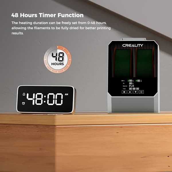 Space Pi Plus - Filamenttørrer til 3D-printer - Kapacitet 2 spoler - PTC 360° varmluft - 48 t timer - LCD touchskærm