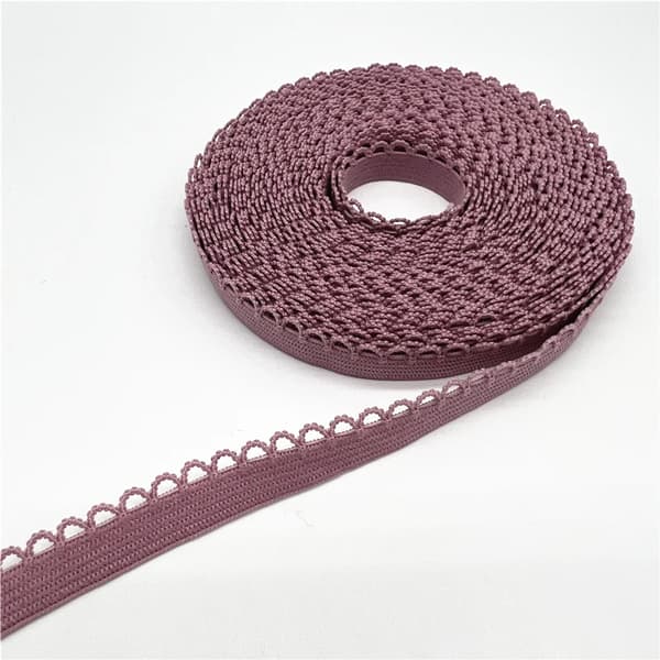 Elastisk blondebånd - fold over elastikbånd - 10 mm bred - ca. 4,6 m længde - spandex elastik til syning - taljebånd & lingeri - mauve