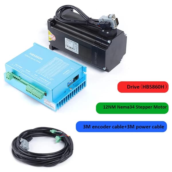 Stepmotor + Driver Sæt - Closed-Loop - Til CNC & 3D-printer - Høj Ydelse - CE-godkendt - Sort