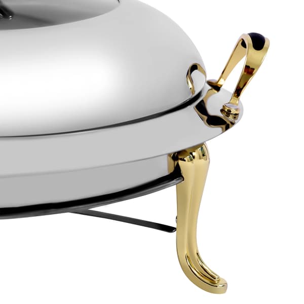 Buffetvarmer - Rund Chafing Dish - Rustfrit Stål - 28 cm Diameter - 3 L Kapacitet - Låg og Brænderholder - Sølv