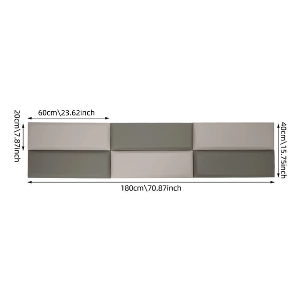 Väggpaneler 6-pack - Sänggavel & Väggskydd - Stoppad PVC/Skum/OSB - Stötskydd Sovrum - Ca 180x40 cm - Grå