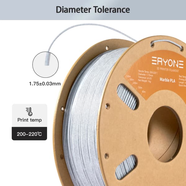 PLA-filament - Marmor-PLA - 1,75 mm - 5 kg - Til FDM 3D-printer - Til 3D-pen - Solid - Marmor