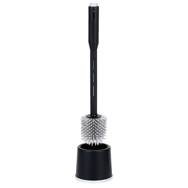 Toiletbørste til WC - Silikoneholder - Væskedispenser - 40 cm - Sort