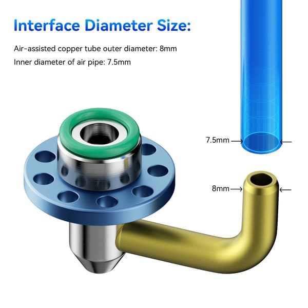 Luftassistancedysesæt - Højhastighedsluftassistance - Robust metalkonstruktion - Tilbehør til lasergraver
