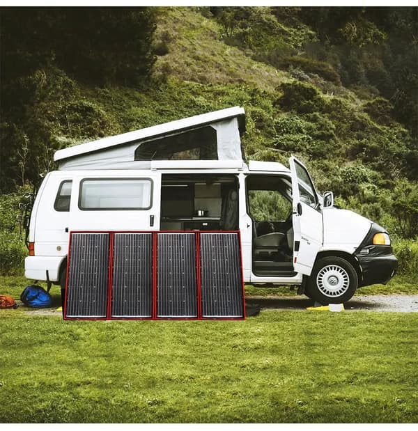 Bærbart solpanel - Foldbart sæt 194W - 2 paneler - Fleksibelt monokrystallinsk silicium - Til camping, hjem, rejse - Sort