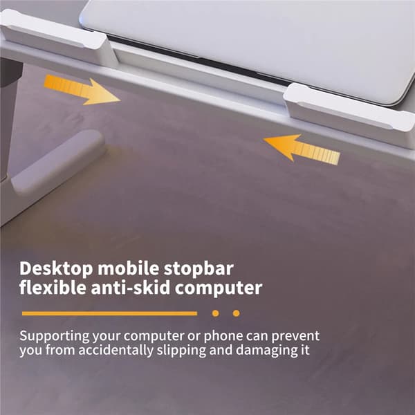 Hopfällbart laptopbord - Justerbart sängbord - Bärbart datorbord för säng och soffa - Rektangulär träskiva - Ljusgrå