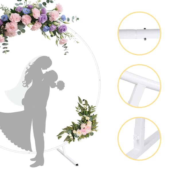 Rund Bröllopsbåge - Metallställning - 2,2 m - För Ballonger och Blommor - Vit