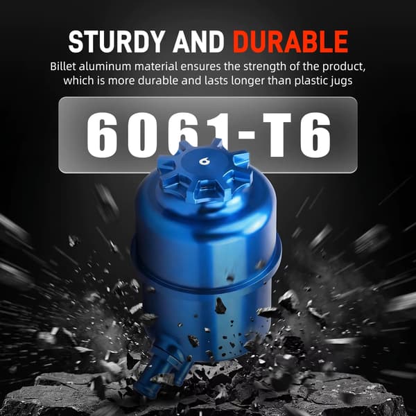 Ohjaustehostimen nestesäiliö - BMW E87/E81/E82/E88/E60/E61/E39/E90/E92/E93/E91/E63/E64/X1 E84 - Alumiini - OEM 32416851218/32416768094/32412228855 - Sininen