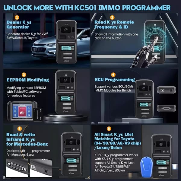 Bilnyckelprogrammerare - KC501 - Förlorade alla nycklar - Programuppdateringar - 2025 - CE