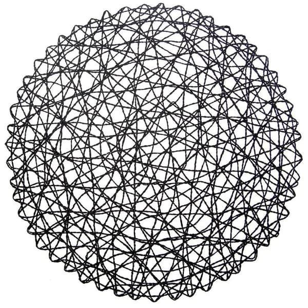 Rundt bordunderlag - Bordstablet - 35 cm - Polyester - Sort