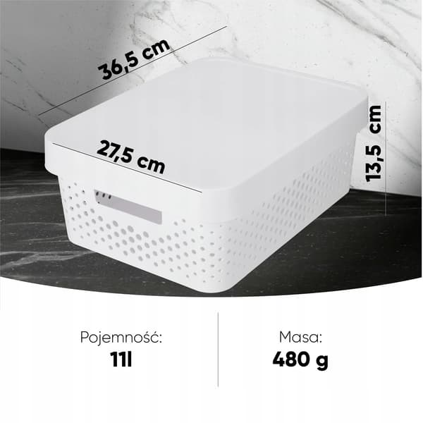 Förvaringslådor - 3-pack - Med lock - Plast - Vit