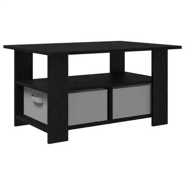 Sofabord - Stuebord - 77 x 55 x 42 cm - Trækomposit med egetræslook - Rektangulær - Sort