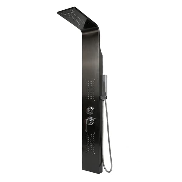 Brusepanel - Multifunktionelt brusesystem - Regnbruser og vandfald - Massagejets - Håndbruser 3 funktioner - Karudløb - Poleret sort