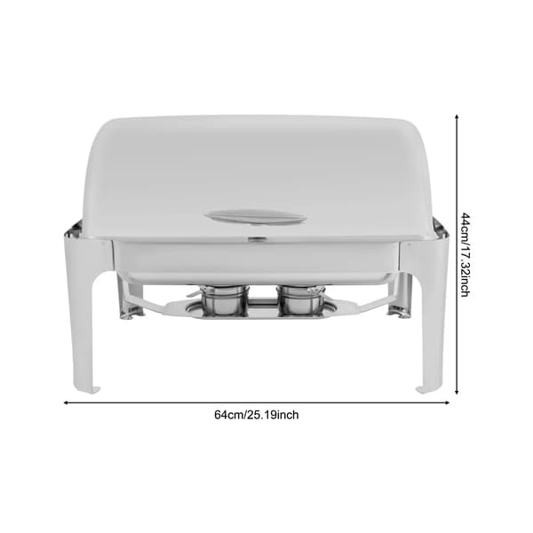 Buffetvarmer - Chafing Dish - Dobbelt 2x9 l - Rustfrit stål 201 - Rektangulær 64x44 cm - Sølv