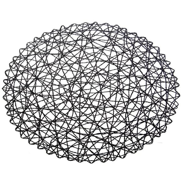 Rundt bordunderlag - Bordstablet - 35 cm - Polyester - Sort