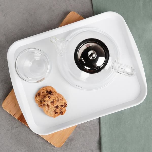 Serveringsbakke - Plast - 35,5 x 27 cm - Hvid
