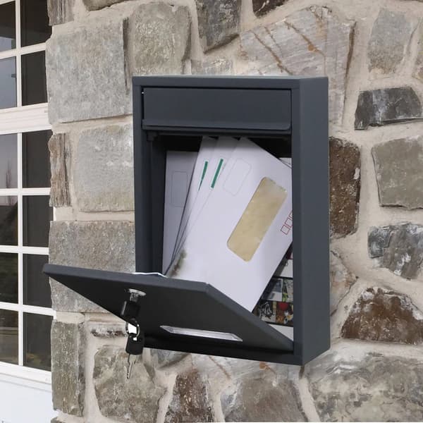 Postkasse til aviser - DUBLIN vægpostkasse - Rustfrit stål - Avisrum - Låsbart - Nem montering - Antracit