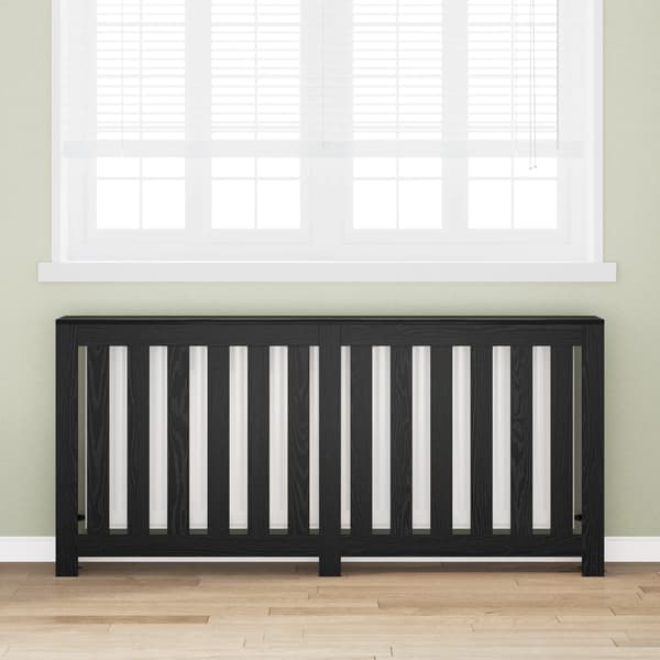 Radiatorskydd - Elementskydd - 175x20x82 cm - Träkomposit - Ventilerad front - Armégrön