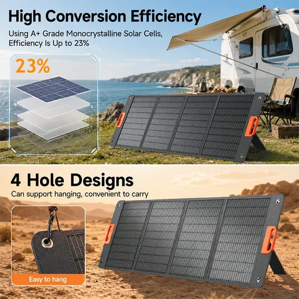 Foldbart solpanel camping - 200 W bærbar solcelleoplader - Nødkraft - Til camping og autocamper - Backup strøm off-grid