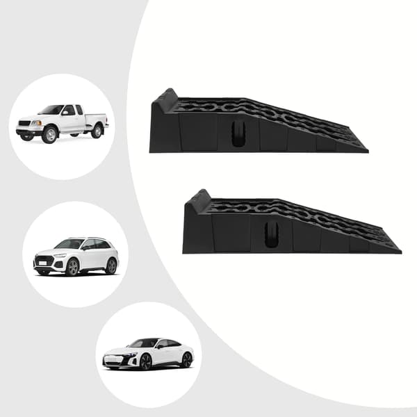 Bilramper - 2-pack körramper - Maxlast 7257 kg - Lyft 17 cm - Längd 92 cm - PP-plast - Svart