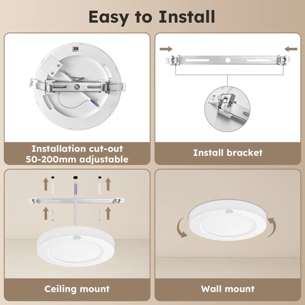 Loftlampe LED-panel - Loftbelysning - 18 W - Bevægelsessensor - Ikke dæmpbar - 220 V - 1 stk.