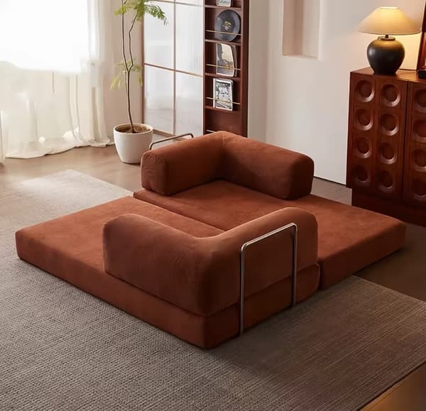 Modulsoffa - U-formad vardagsrumssoffa - 200 cm - Orange - Sammet - Modern - Skumfyllning