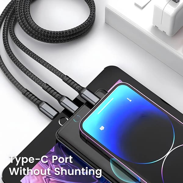 USB opladerkabel - USB A til Micro USB - Hurtig opladning 100 W 6A - Data- og synkkabel 1,2 m - Sort