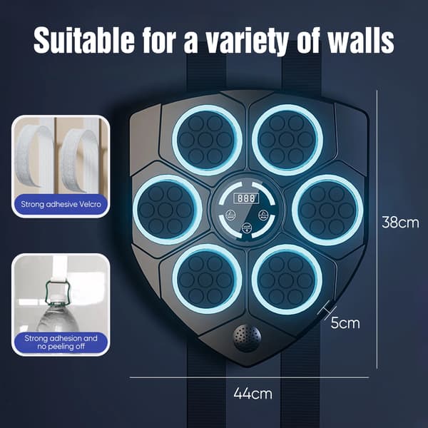 Smart boxningsmål - Elektronisk reflexträning - Musik - Bluetooth - Väggmonterad - Boxningssäck - Svart