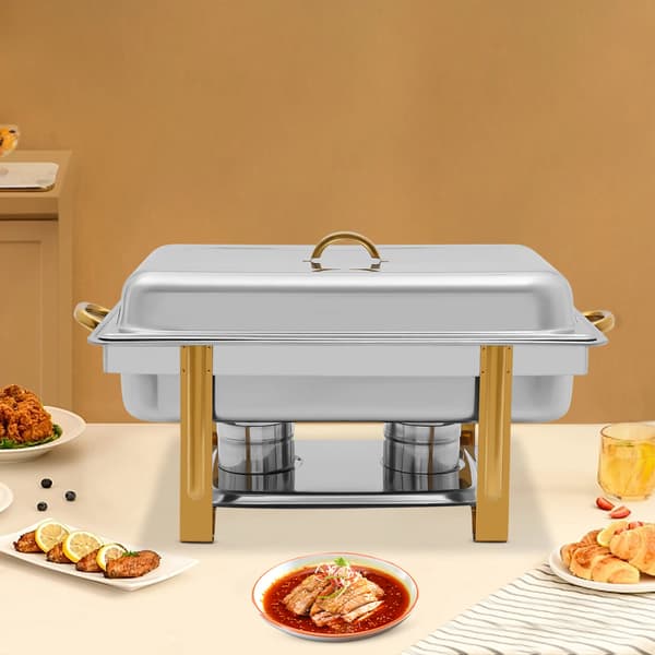 Buffetvarmer - Chafing Dish - Rustfrit stål - Med brænderholdere - Til buffet & catering - Sølv