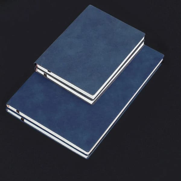 Notesbog A5 - Læder Notesbog - 160 Linjerede Sider - Journal & Dagbog - Til Kontor & Studier - Blå