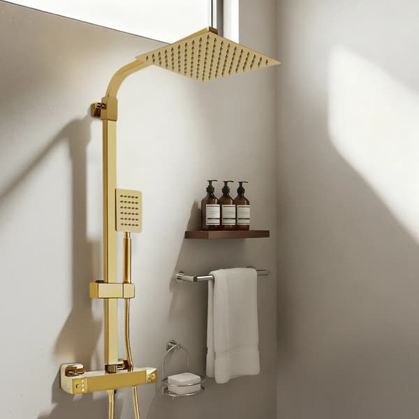 Termostat brusesystem - Regnbruser & håndbruser sæt - 304 rustfrit stål & messing - 1,5 m slange - 23,5 × 7,8 cm panel - Rektangulær