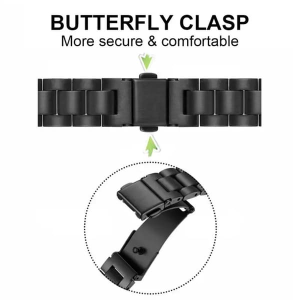 Smartwatch-rem - T-Rex Pro - Rustfrit stål - Metalarmbånd - Stil 2 - Sort