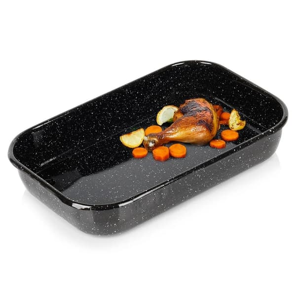 Emaljeret bradepande - Rektangulær ovnform - 4,8 l - 38 x 24,5 x 7 cm - Sort