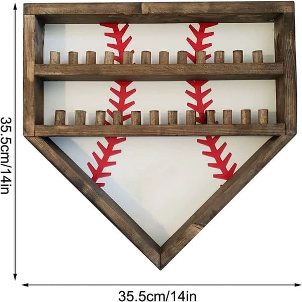 Displaybox för basebollringar - Ringhållare för baseboll och softball - Väggmonterad - Trä - 36 x 36 cm - Vit