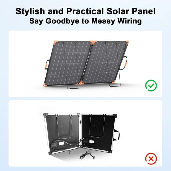 Bærbart solpanel 200W - Sammenklappeligt monokrystallinsk solcellepanel - 2 paneler - 24% effektivitet - ca. 138 x 90 x 2 cm - Til camping