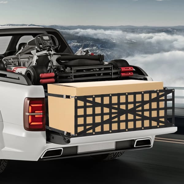 Pickup tailgate-net - Lastnet til lad - 138 x 45 cm - Kraftig kvalitet - Universal pasform - Sort