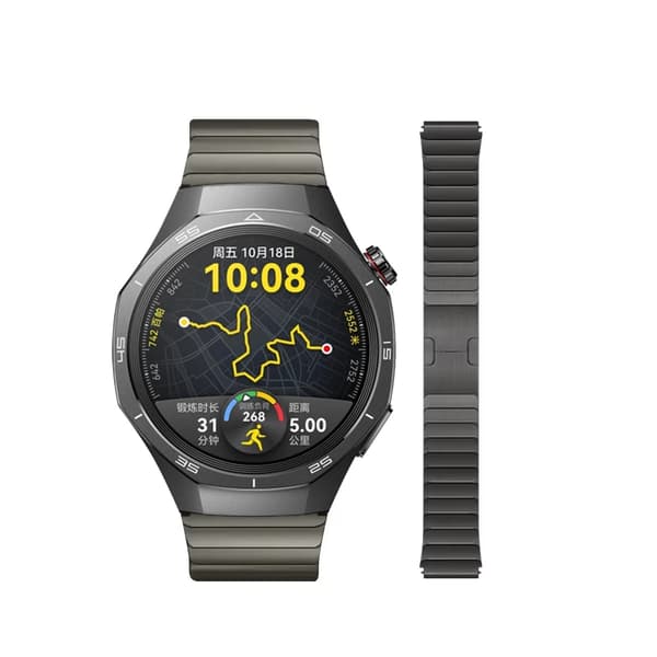 Urrem - Metalrem til Watch 4/4 Pro - Rustfrit stål - 22 mm - Foldespænde - Grå