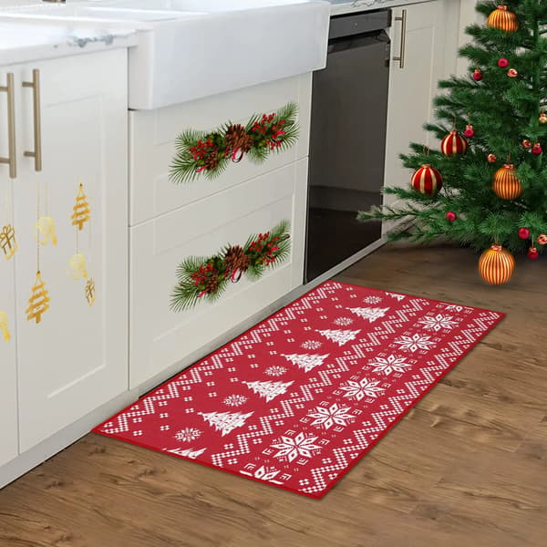 Jule-dørmåtte - Entrémåtte - 50 x 80 cm - Skridsikker - Vaskbar - 100 % polyester - Farve A