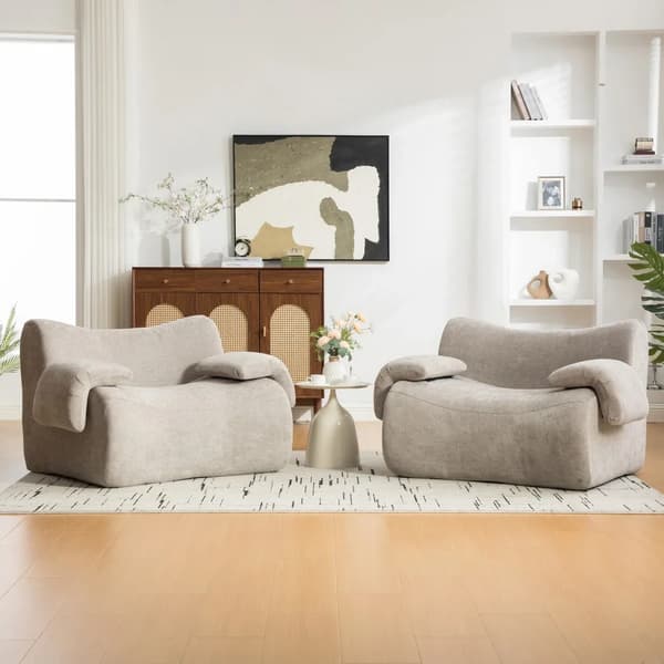 Modulär fåtölj - Enkelsits - Chenilleklädsel - 30D elastiskt skum - Halkfri undersida - Modern stil - Grå