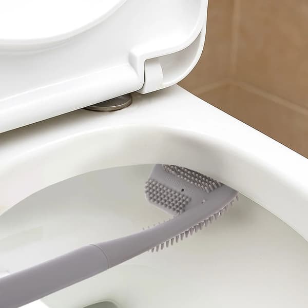 Toiletbørste - Silikone - 40 cm - Grå