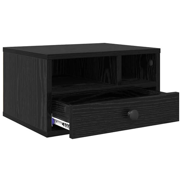 Printerstativ med skuffe - Hylde til printer - 40x32x24 cm - Sort eg