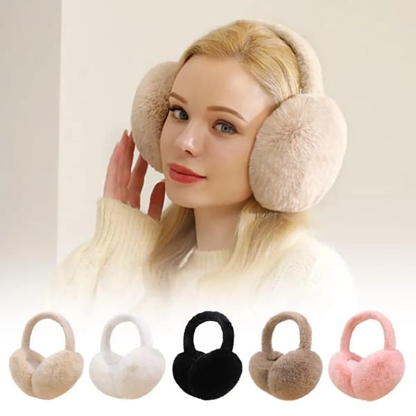 Vinter ørevarmere - Fluffy øremuffer - Blød kunstpels - Sammenfoldelig - Unisex voksen - Sort