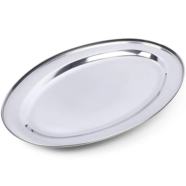 Serveringsbakke - Oval Form - Stål - 44 x 29 cm