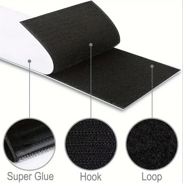 Selvklæbende tape - Møbel- og vægtape - 2 m lang - 10 cm bred - Til sofapuder - Polyester/nylon - Sort