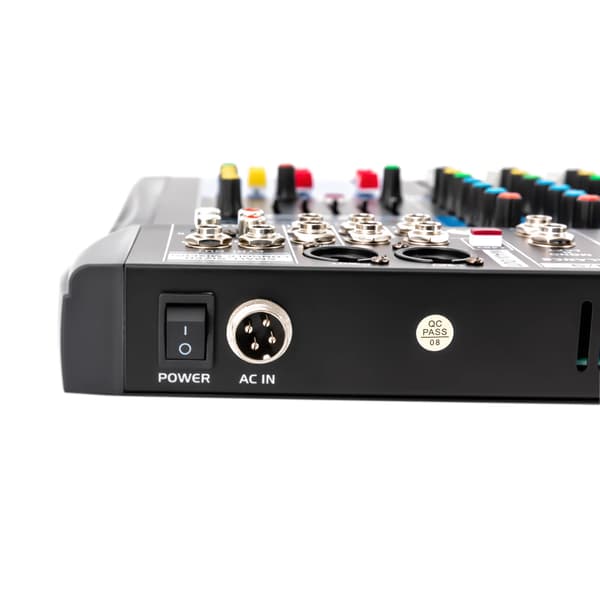 Lydmixer - 8-kanals DJ-controller/mixer - Bluetooth - USB - 48V Fantomstrøm - 5-bånds EQ - Til Live & Studie - Sort