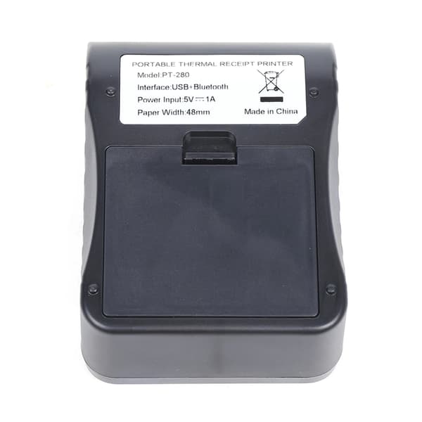Mobil 58 mm termokvitteringsprinter - PT-280 POS-printer - Bluetooth og USB - Til Android iOS Windows - 1500 mAh batteri - EU-stik - Sort