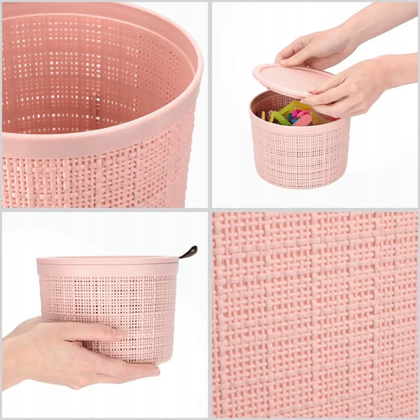 Förvaringsbox - Plastlåda med lock - 2 l kapacitet - Rosa